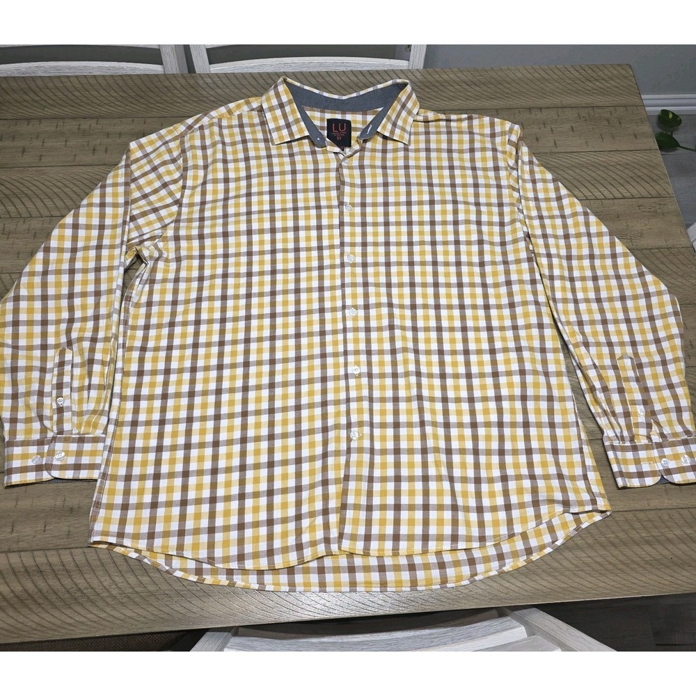Linea Uomo Stretch Men's Shirt Size 5X Big Long Sleeve Button Up Gray Geometric